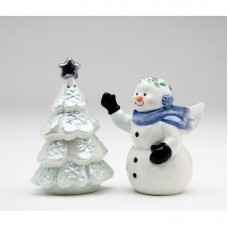 CosmosGifts Snowman with Xmas Tree Salt and Pepper Set SMOS1219
